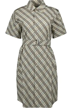 Burberry Kleedjes, Dames, , XS, Katoen, Geruite Katoenen Jurk Lente-Zomer 2025