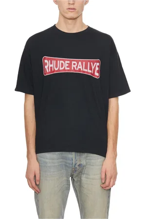 Rhude Tops, Heren, Zwart, M, Katoen, Rallye T-Shirt