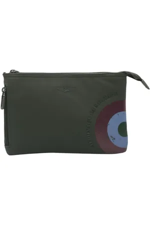 Aeronautica Militare Tassen, Heren, Groen, ONE Size, Leer, Runway Clutch Am-550