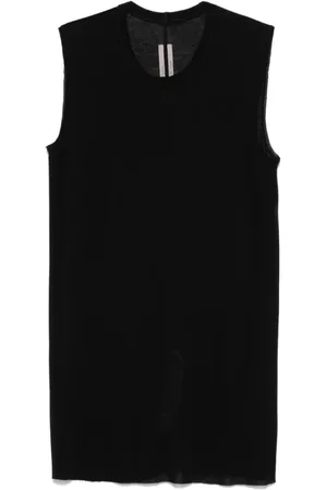 Rick Owens Tops, Heren, Zwart, S, Katoen, Mouwloze T-shirt met ronde hals
