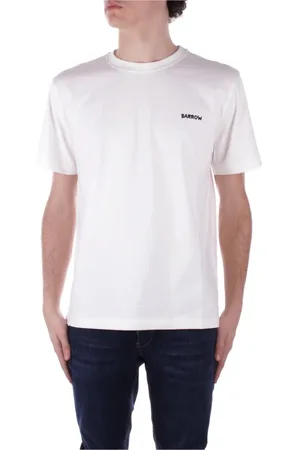 BARROW Tops, Dames, Wit, M, Katoen, Beige T-shirt met Logo aan de Voorkant