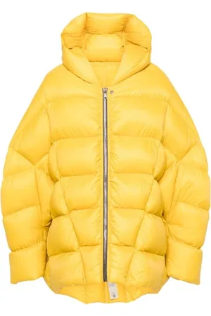 Rick Owens Jassen, Heren, Geel, S, Gele Gewatteerde Donsjas van Gans