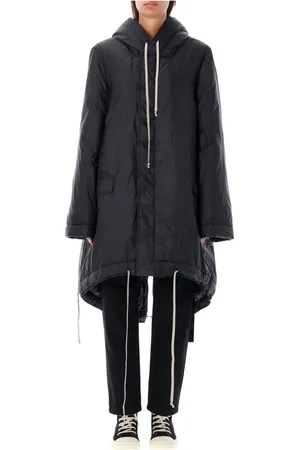 Rick Owens Mantels, Dames, Zwart, M, Nylon, Fishtail Parka Bovenkleding