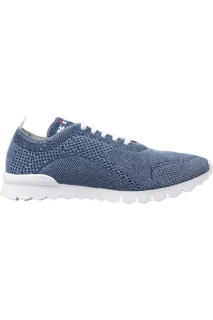 Kiton Schoenen, Heren, Blauw, 42 1/2 EU, Katoen, Blauwe Katoen Elastaan Leren Rubber Sneakers