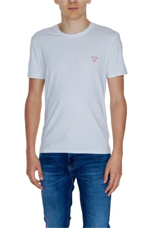 Guess Tops, Heren, Wit, L, Katoen, Wit T-shirt met korte mouwen