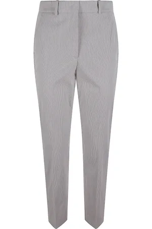 Incotex Broeken, Dames, Grijs, XS, Katoen, Bruine Gestreepte Katoenen Stretchbroek