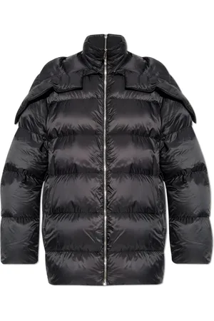 Rick Owens Jassen, unisex, Zwart, M, Zwarte Puffer Jacket