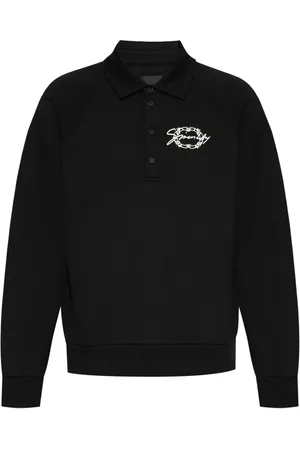 Givenchy Sweatshirts & Hoodies, Heren, Zwart, L, Katoen, Polo Sweatshirt met Stijlvol Borduursel