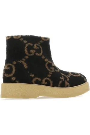 Gucci Schoenen, Heren, Zwart, 42 1/2 EU, Wol, GG Supreme Faux-Shearling Laarzen