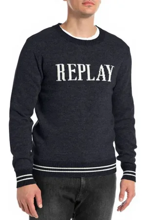 Replay Truien, Heren, Blauw, L, Katoen, Logo Sweater