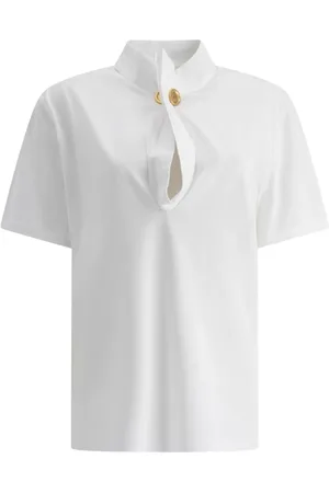 Givenchy Blouses & Shirts, Dames, Wit, S, Katoen, Top met Hoge Hals en Strik