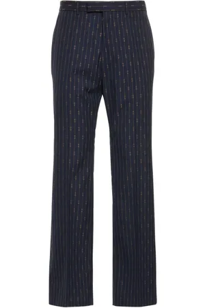 Gucci Broeken, Heren, Blauw, L, Wol, Horsebit Straight Leg Broeken
