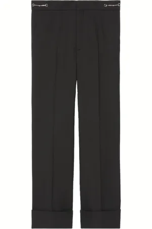 Gucci Broeken, Dames, Zwart, L, Wol, Wollen broek met rechte pijpen