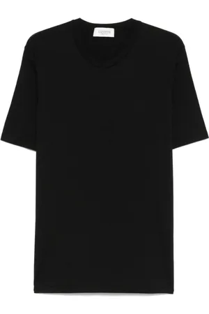 LANEUS Tops, Heren, Zwart, L, Zwarte Crew Neck T-shirts en Polos