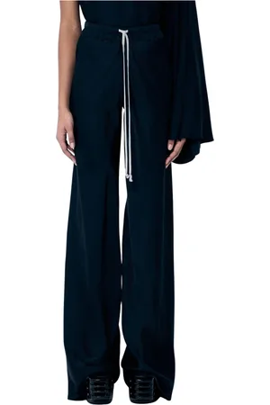 Rick Owens Broeken, Dames, Zwart, S, Satijn, Satijnen Weefsel Panel Constructie Broek