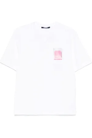 Jacquemus Tops, Heren, Wit, S, Wit Logo Print Crew Neck T-shirt