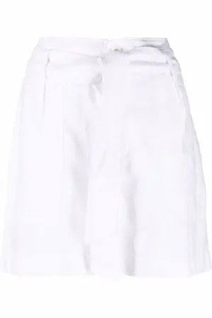 Ralph Lauren Korte broeken, Dames, Wit, S, Linnen, Linnen Shorts