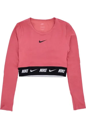 Nike Tops, Dames, Roze, XS, Katoen, Sporty Crop Langarm T-Shirt