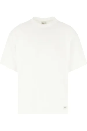 Saint Laurent Tops, Heren, Wit, XL, Katoen, Casual Katoenen T-Shirt