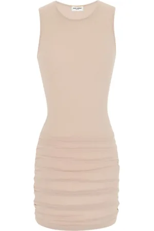 Saint Laurent Kleedjes, Dames, , M, Tule, Stretch Tule Korte Jurk