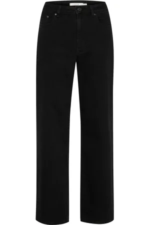 Gestuz Jeans, Dames, Zwart, W28, Katoen, Wide Leg Dark Washed Jeans
