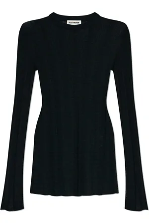 Jil Sander Truien, Dames, Zwart, S, Wol, Top met zijsplitten