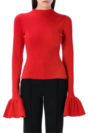ROTATE Truien, Dames, Rood, S, Polyester, High Neck Knit Top
