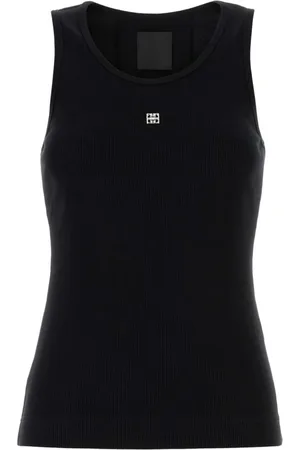 Givenchy Tops, Dames, Zwart, XS, Katoen, Mouwloze Top met Ronde Hals