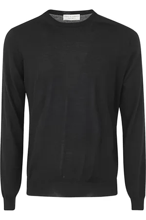 FILIPPO DE LAURENTIIS Truien, Heren, Zwart, 2Xl, Wol, Zwarte Merino Crew Neck Sweater
