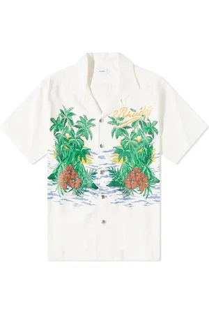 Rhude Overhemden, Heren, Wit, S, Leer, Palmas Snap Shirt