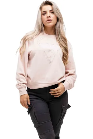 Guess Sweatshirts & Hoodies, Dames, Roze, XS, Katoen, Python Triangle Sweater