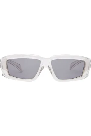 Rick Owens Accessoires, unisex, Grijs, ONE Size, Nylon, Transparante rechthoekige zonnebril met getinte glazen