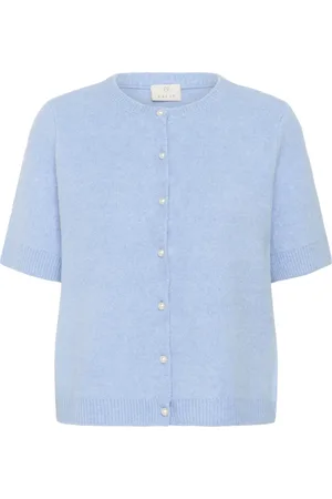 Kaffe Truien, Dames, Blauw, L, Zachte Chambray Gebreide Vest