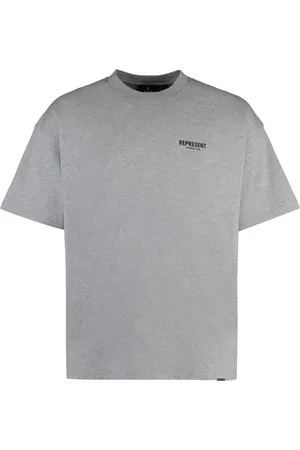 Represent Tops, Heren, Grijs, S, Katoen, Cotton Crew-neck T-shirt Maxi Print