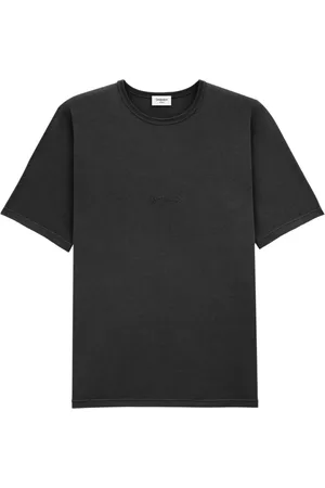 Saint Laurent Tops, Heren, Zwart, M, Katoen, T-shirt met ronde hals