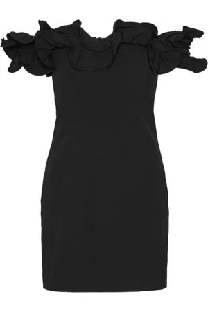 ROTATE Kleedjes, Dames, Zwart, XS, Polyester, Mini Jurk met Ruches
