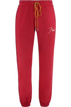 Rhude Broeken, Heren, Rood, M, Katoen, Katoenen joggingbroek met logo detail