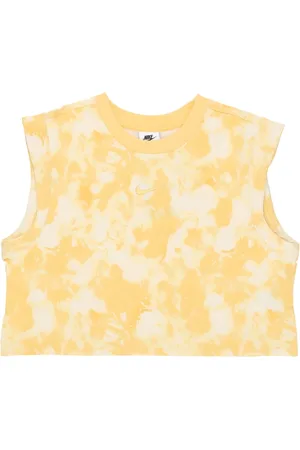 Nike Tops, Dames, Geel, M, Katoen, Wave Dye Cropped Tank Top