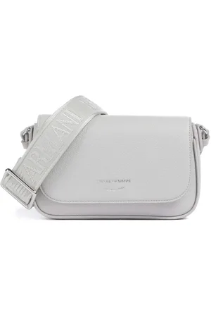 Emporio Armani Tassen, Dames, Grijs, ONE Size, Schoudertas met Logoprint Magneetsluiting