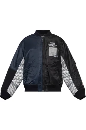 Y-3 Jassen, Heren, Blauw, L, Leer, Geïsoleerde bomberjack