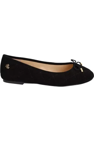 Ralph Lauren Schoenen, Dames, Zwart, 37 EU, Suède, Londyn Bow-Trim Suede Ballerina`s