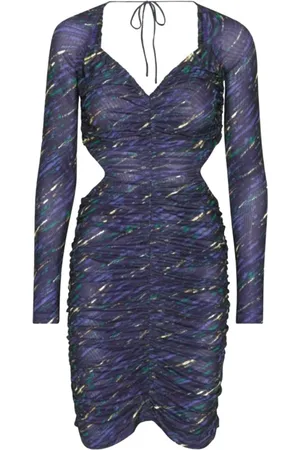 ROTATE Kleedjes, Dames, Blauw, S, Geprinte Mesh Jurk