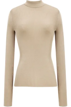 Saint Laurent Truien, Dames, , M, Zijden Top met Hoge Hals en Lange Mouwen
