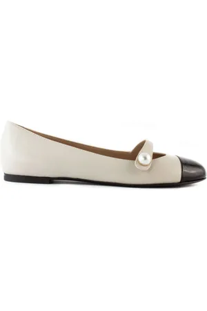 ROBERTO FESTA Schoenen, Dames, Wit, 38 EU, Witte Ballerina Band Knoop Leren Zool