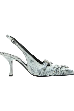 Acne Studios Schoenen, Dames, Veelkleurig, 40 EU, Leer, Leren Hak Slingbacks in Wit/Zwart