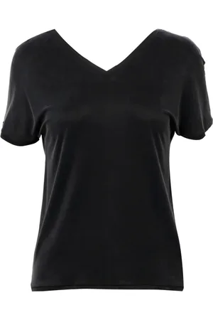 RRD Tops, Dames, Zwart, M, Katoen, Katoenen T-shirt met V-hals en korte mouwen
