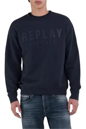 Replay Sweatshirts & Hoodies, Heren, Blauw, S, Katoen, Logo Sweatshirt