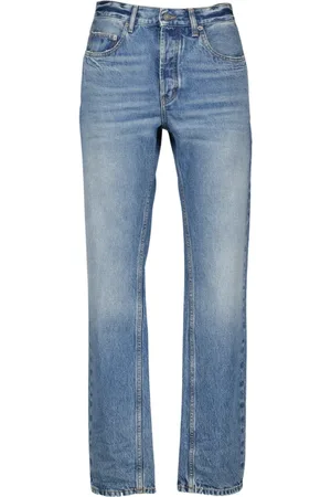 Saint Laurent Jeans, Heren, Blauw, W29, Katoen, Baggy Jeans Straight Cut Washed