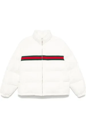 Gucci Jassen, Dames, Wit, S, Witte Puffer Jacket met Geborduurd Logo