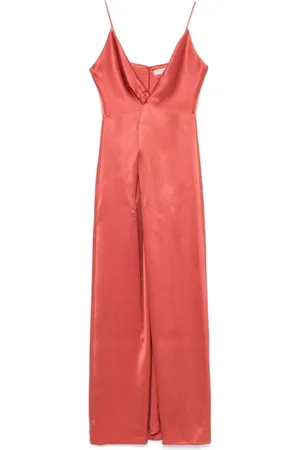ANTONELLI Kleedjes, Dames, Rood, S, Rode Jurk met Gedraaide Details en Spaghettibandjes